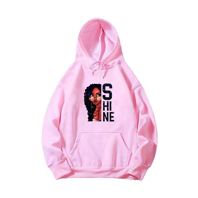 Kvinnors hoodie med kreativt kvinnligt mönster Mirla-Eva Jonsson