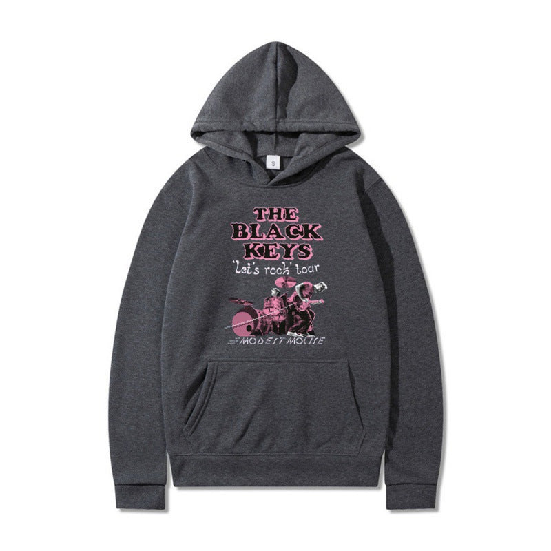 Kvinnors hoodie med kreativt rockbanddesign och bekväm passform Mirla-Eva Jonsson