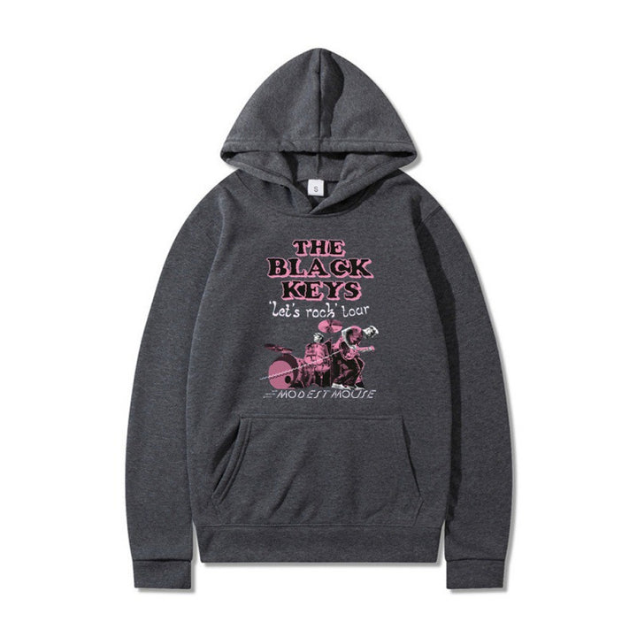 Kvinnors hoodie med kreativt rockbanddesign och bekväm passform Mirla-Eva Jonsson