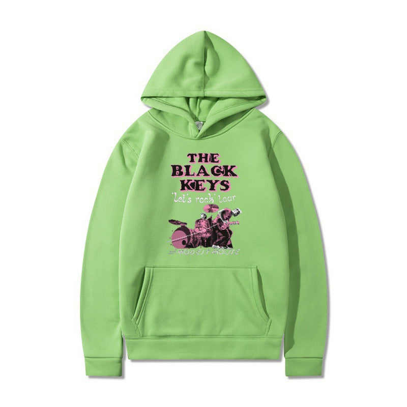 Kvinnors hoodie med kreativt rockbanddesign och bekväm passform Mirla-Eva Jonsson