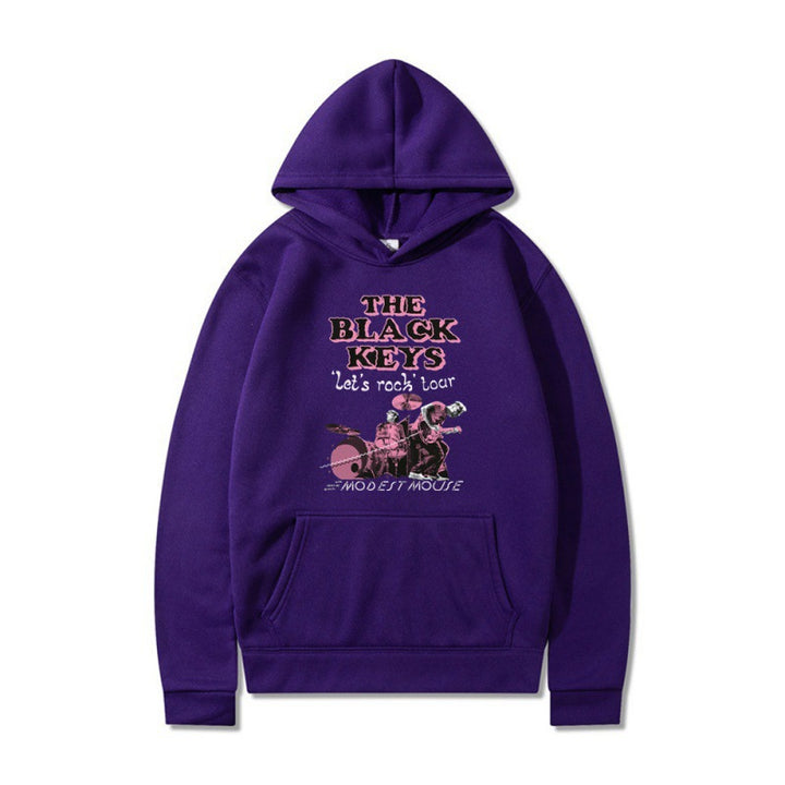 Kvinnors hoodie med kreativt rockbanddesign och bekväm passform Mirla-Eva Jonsson
