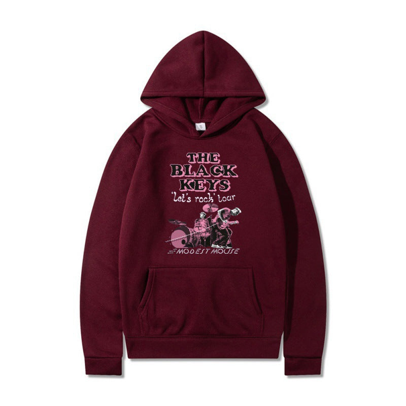 Kvinnors hoodie med kreativt rockbanddesign och bekväm passform Mirla-Eva Jonsson