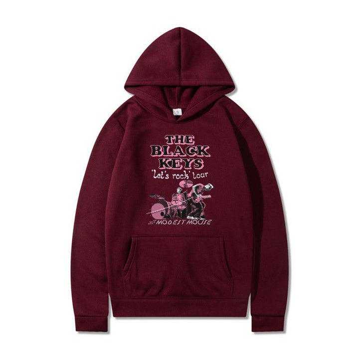 Kvinnors hoodie med kreativt rockbanddesign och bekväm passform Mirla-Eva Jonsson