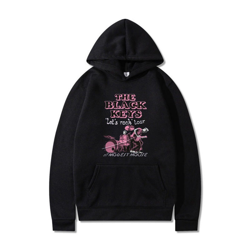 Kvinnors hoodie med kreativt rockbanddesign och bekväm passform Mirla-Eva Jonsson