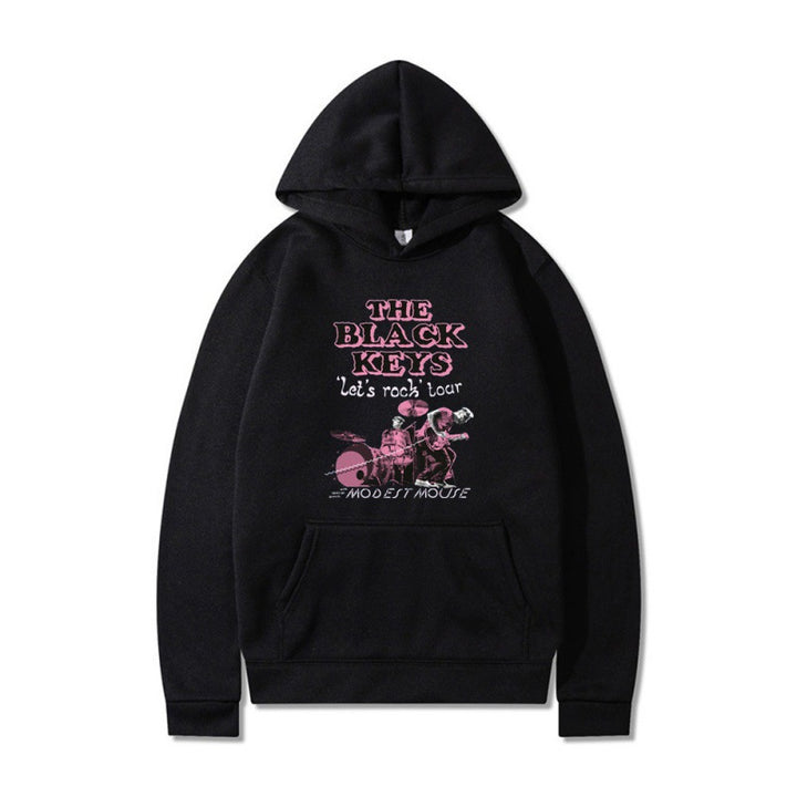 Kvinnors hoodie med kreativt rockbanddesign och bekväm passform Mirla-Eva Jonsson