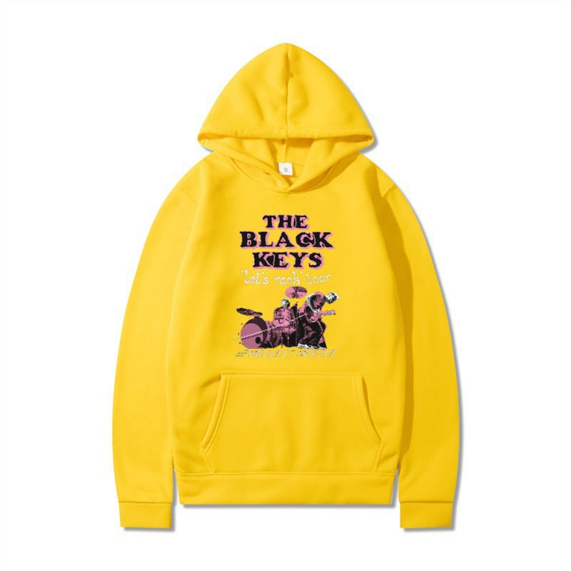 Kvinnors hoodie med kreativt rockbanddesign och bekväm passform Mirla-Eva Jonsson