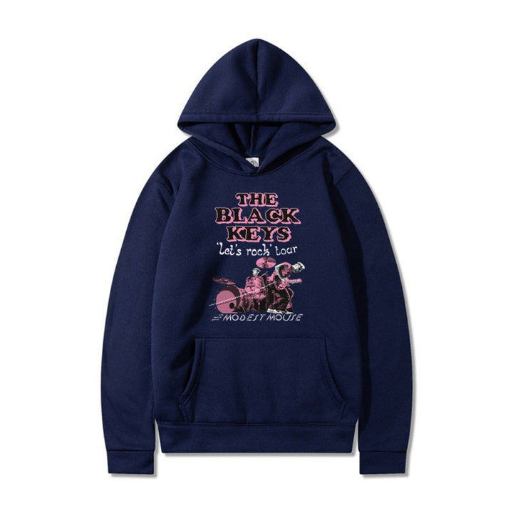 Kvinnors hoodie med kreativt rockbanddesign och bekväm passform Mirla-Eva Jonsson