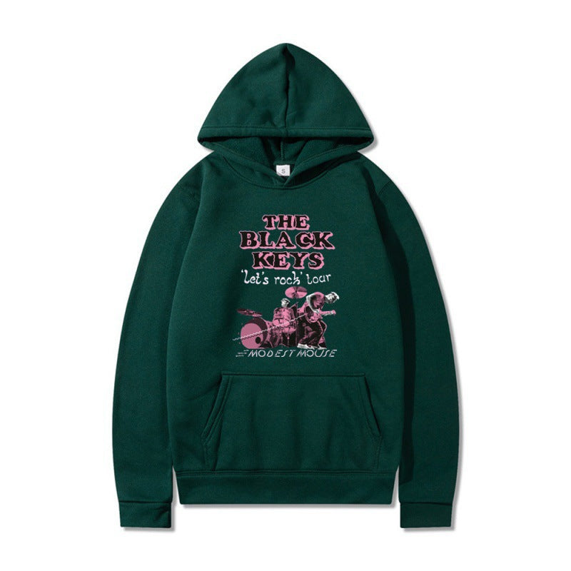 Kvinnors hoodie med kreativt rockbanddesign och bekväm passform Mirla-Eva Jonsson
