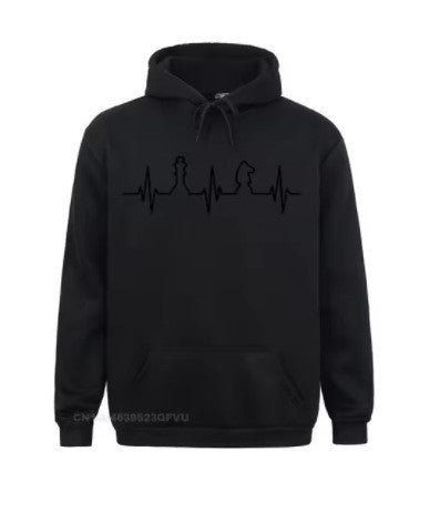 Kvinnors hoodie med kreativt schackmotiv Mirla-Eva Jonsson