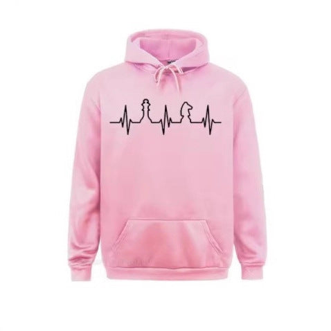 Kvinnors hoodie med kreativt schackmotiv Mirla-Eva Jonsson