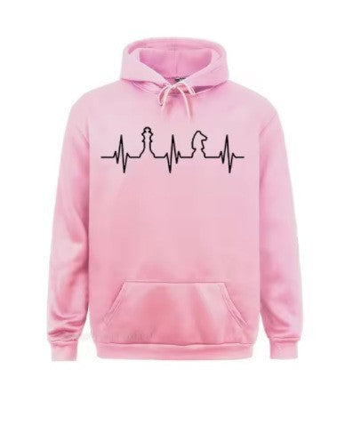 Kvinnors hoodie med kreativt schackmotiv Mirla-Eva Jonsson