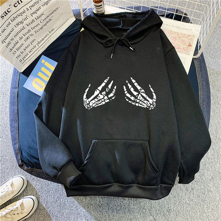 Kvinnors hoodie med kreativt skelettdesign Mirla-Eva Jonsson