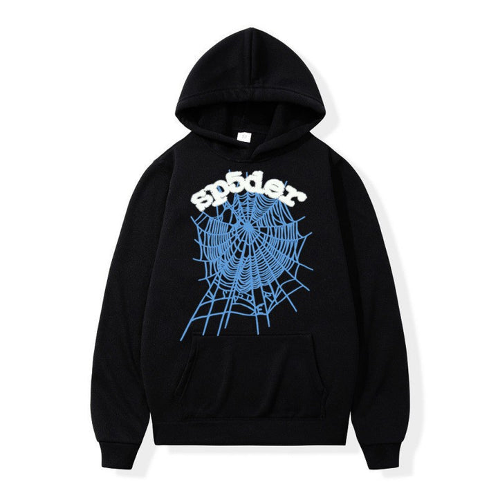 Kvinnors hoodie med kreativt spindelmönster och bekväm passform Mirla-Eva Jonsson