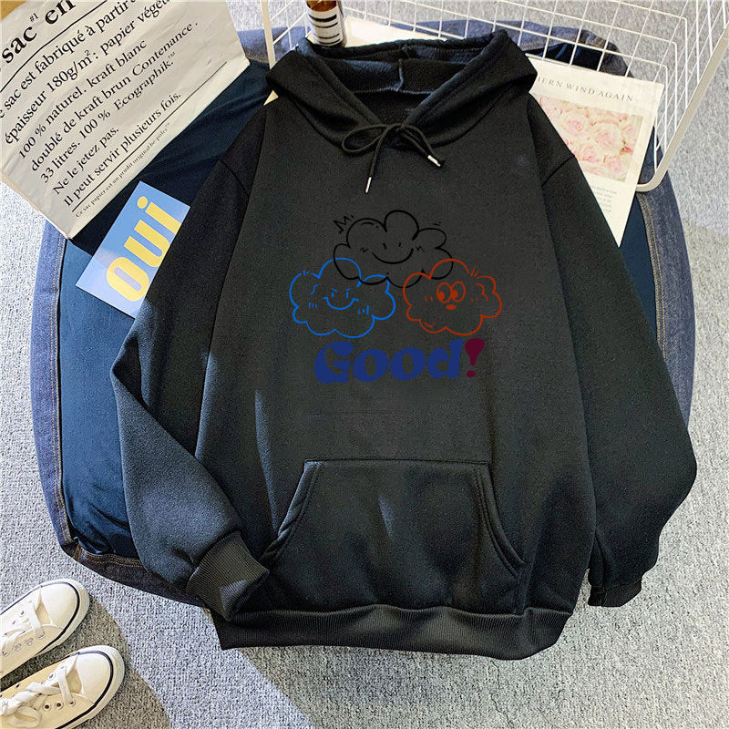 Kvinnors hoodie med kreativt tecknad design och bekväm passform Mirla-Eva Jonsson