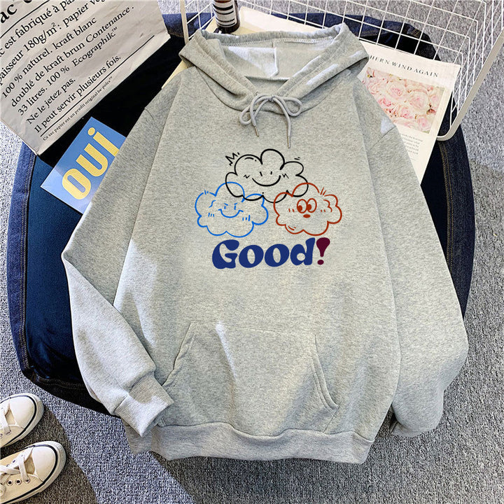 Kvinnors hoodie med kreativt tecknad design och bekväm passform Mirla-Eva Jonsson