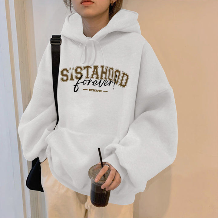 Kvinnors hoodie med kreativt tryck och avslappnad oversize passform-Eva Jonsson