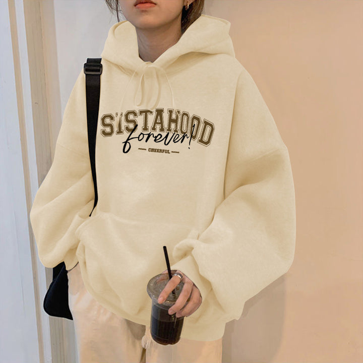 Kvinnors hoodie med kreativt tryck och avslappnad oversize passform-Eva Jonsson