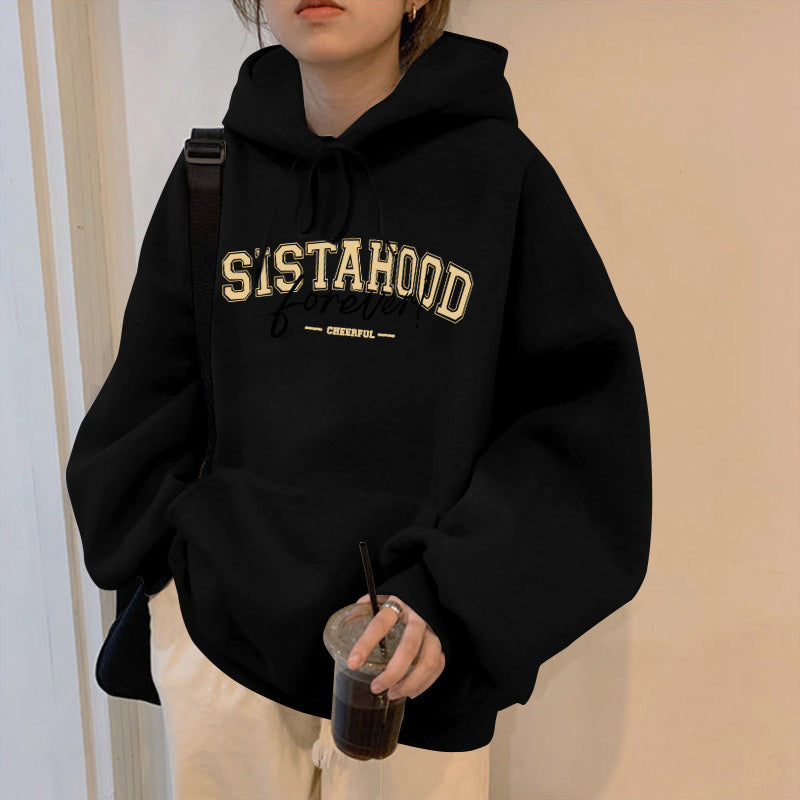 Kvinnors hoodie med kreativt tryck och avslappnad oversize passform-Eva Jonsson