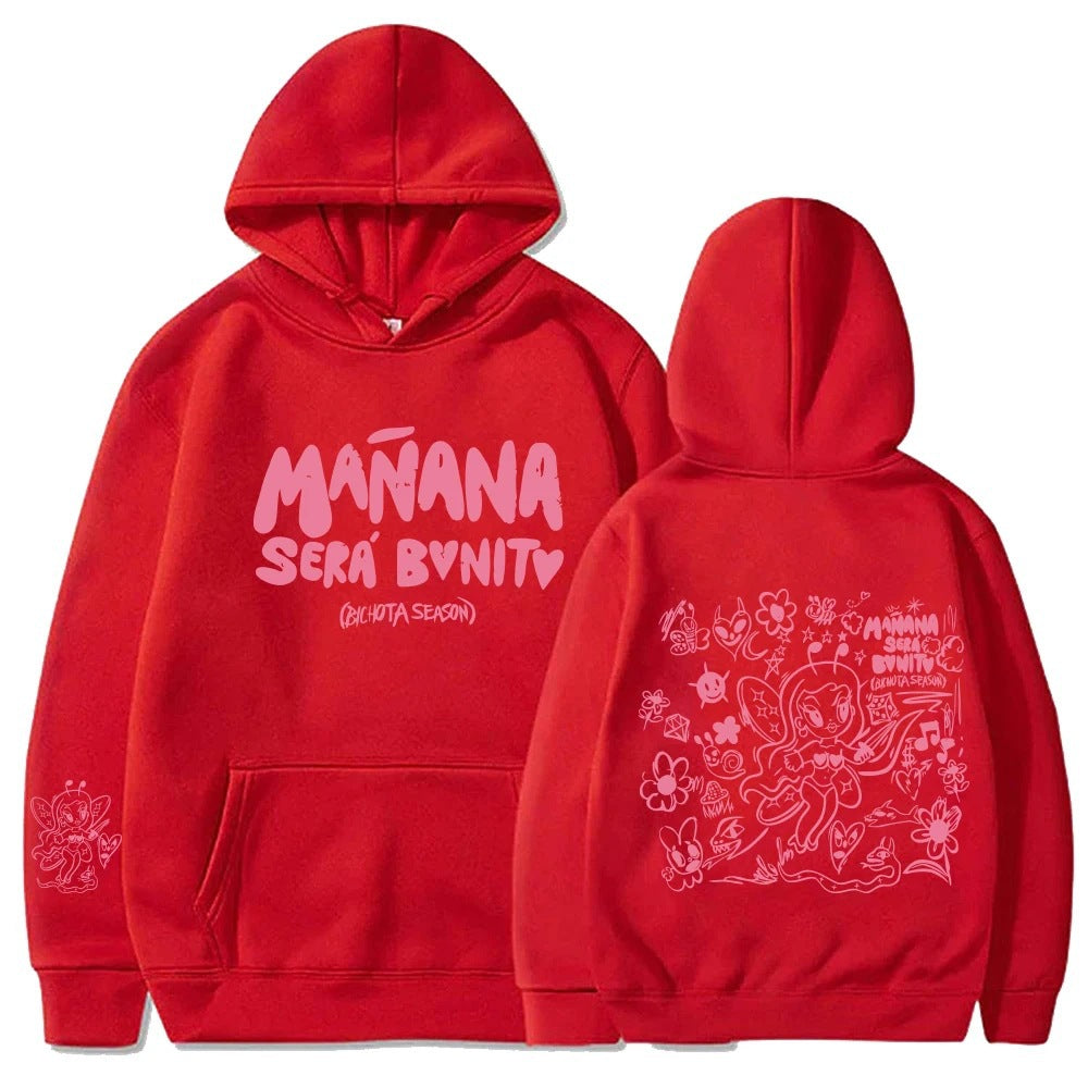 Kvinnors hoodie med kreativt tryck och praktisk känguruficka Mirla-Eva Jonsson