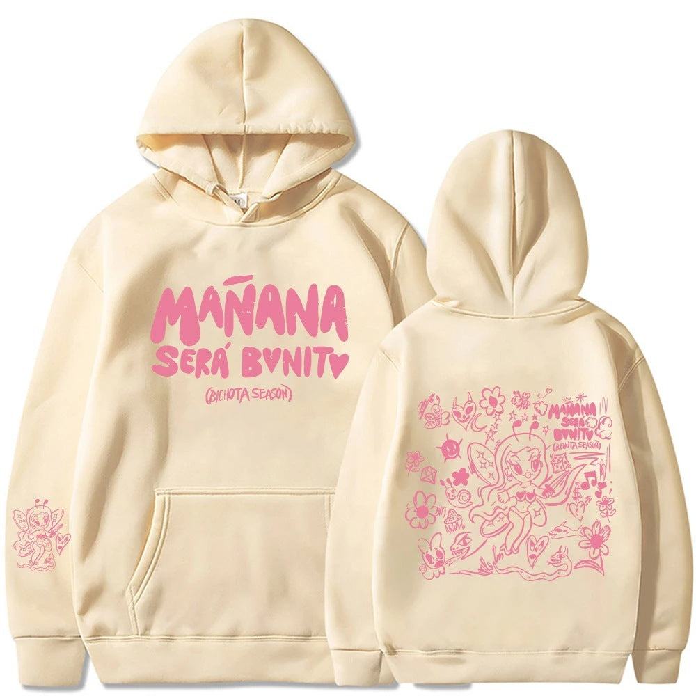 Kvinnors hoodie med kreativt tryck och praktisk känguruficka Mirla-Eva Jonsson