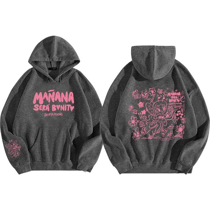 Kvinnors hoodie med kreativt tryck och praktisk känguruficka Mirla-Eva Jonsson
