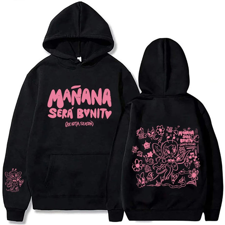 Kvinnors hoodie med kreativt tryck och praktisk känguruficka Mirla-Eva Jonsson