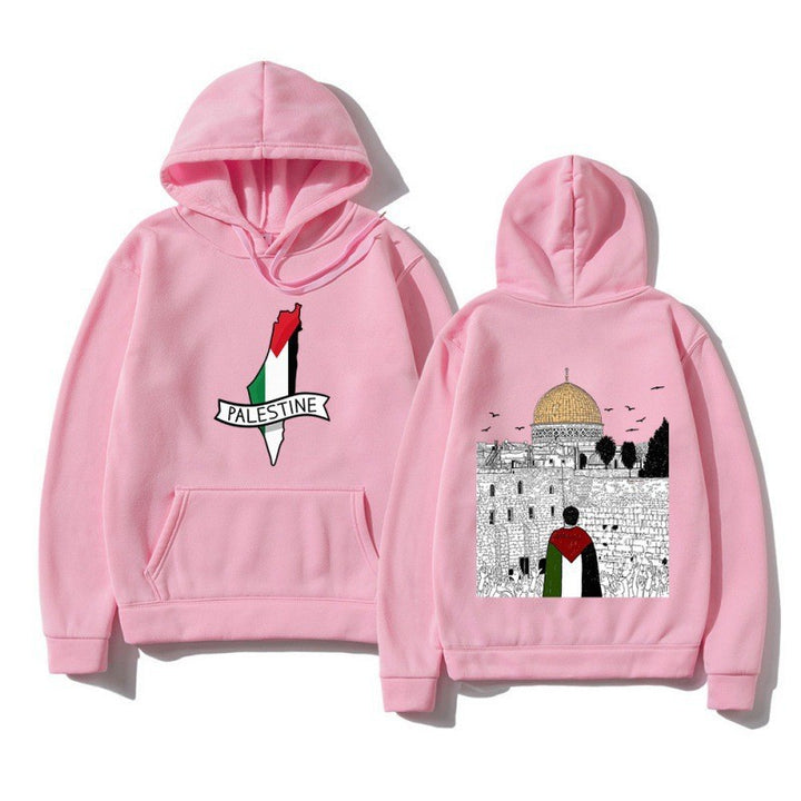 Kvinnors hoodie med kulturellt motiv och unik grafisk design Mirla-Eva Jonsson