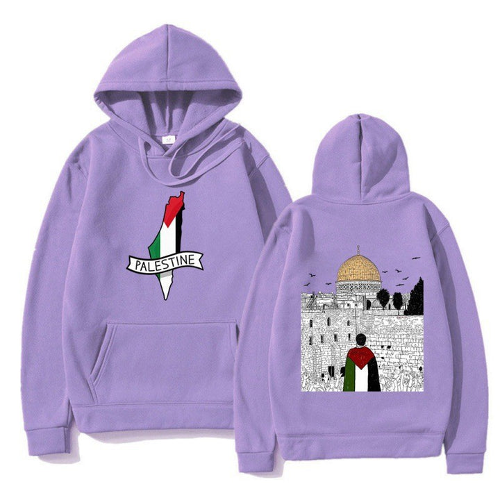 Kvinnors hoodie med kulturellt motiv och unik grafisk design Mirla-Eva Jonsson