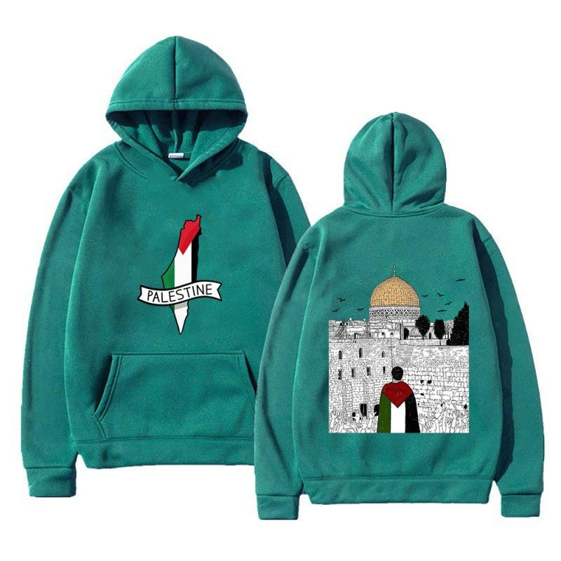 Kvinnors hoodie med kulturellt motiv och unik grafisk design Mirla-Eva Jonsson