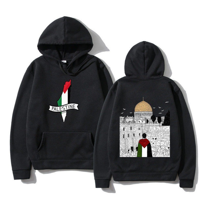 Kvinnors hoodie med kulturellt motiv och unik grafisk design Mirla-Eva Jonsson
