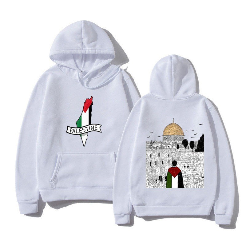 Kvinnors hoodie med kulturellt motiv och unik grafisk design Mirla-Eva Jonsson