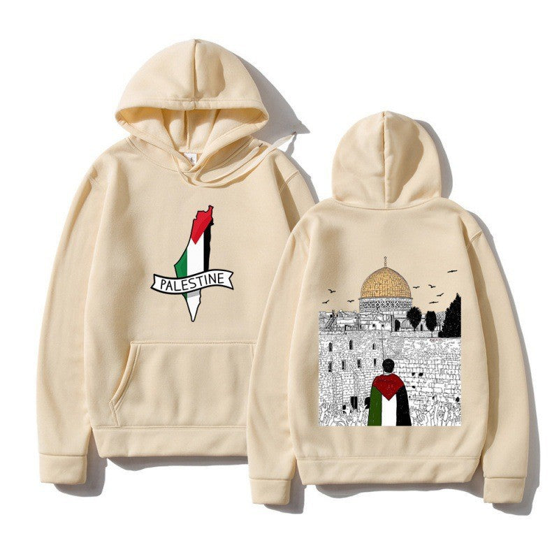 Kvinnors hoodie med kulturellt motiv och unik grafisk design Mirla-Eva Jonsson