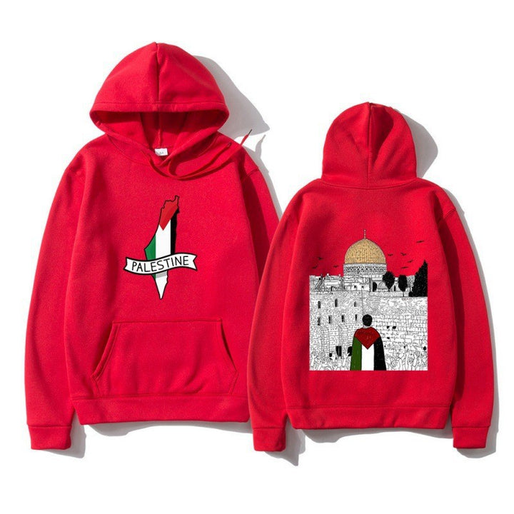 Kvinnors hoodie med kulturellt motiv och unik grafisk design Mirla-Eva Jonsson