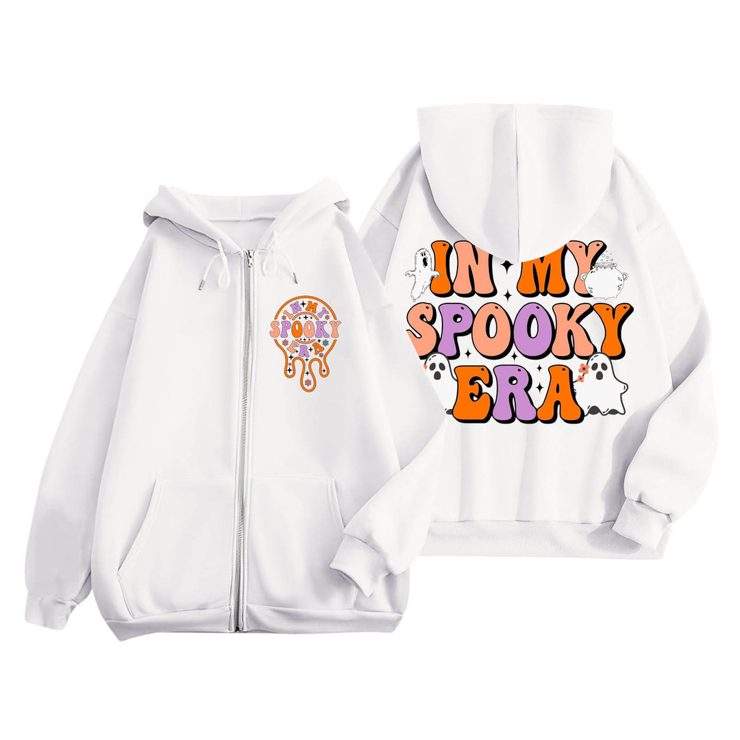 Kvinnors hoodie med läskig tryck och kängurufickor Mirla-Eva Jonsson