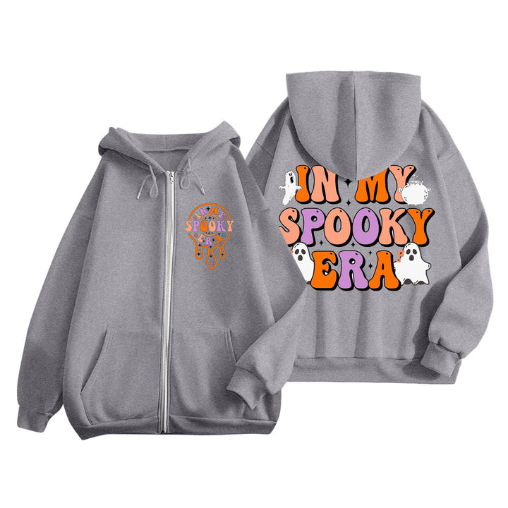 Kvinnors hoodie med läskig tryck och kängurufickor Mirla-Eva Jonsson