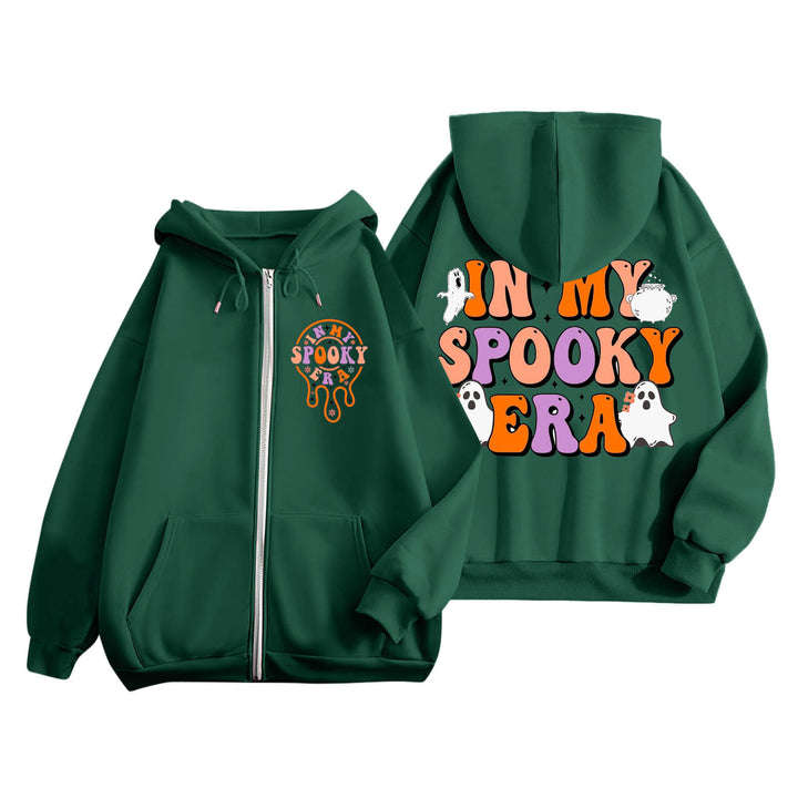 Kvinnors hoodie med läskig tryck och kängurufickor Mirla-Eva Jonsson