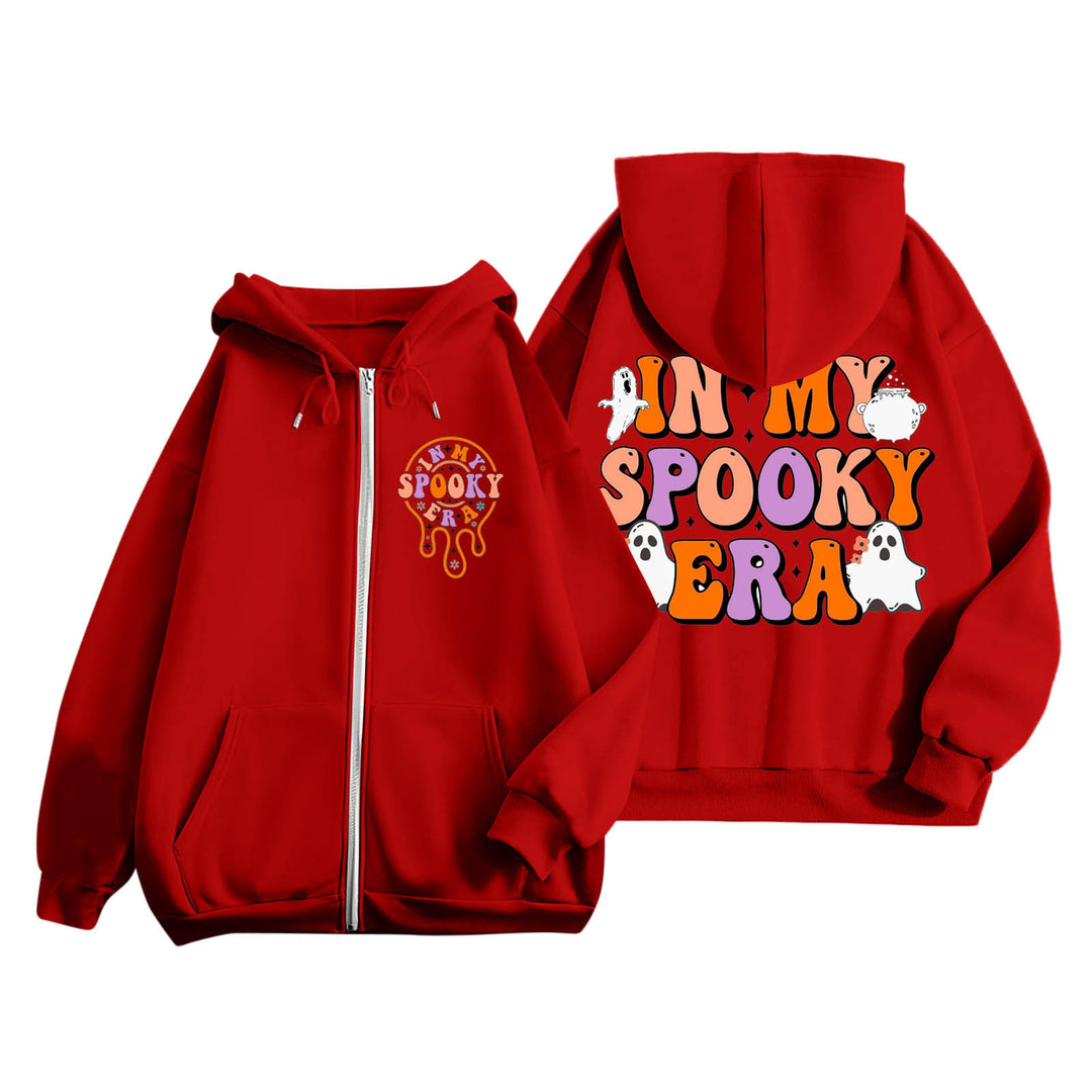 Kvinnors hoodie med läskig tryck och kängurufickor Mirla-Eva Jonsson