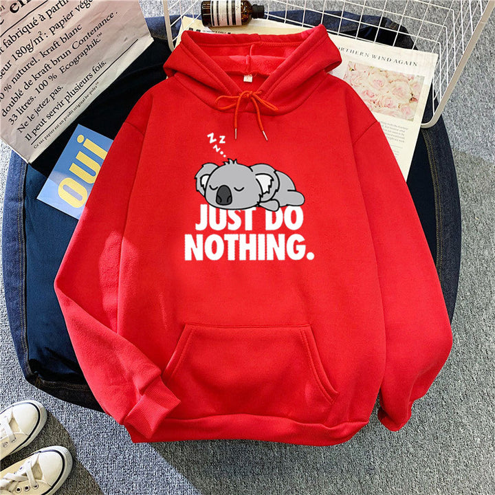 Kvinnors hoodie med lekfull design av koala och motiverande text Mirla-Eva Jonsson