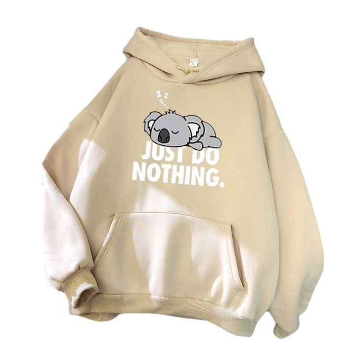 Kvinnors hoodie med lekfull design av koala och motiverande text Mirla-Eva Jonsson