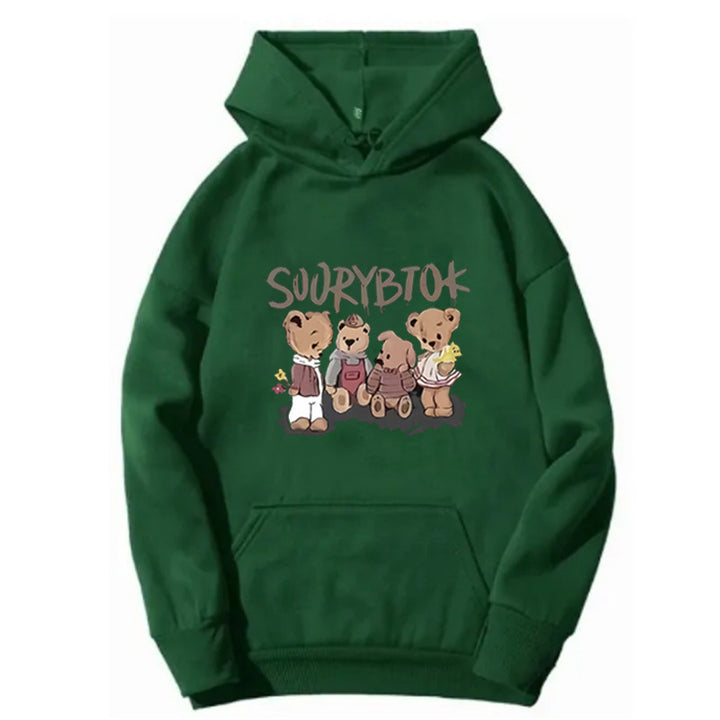 Kvinnors hoodie med lekfullt björnmotiv Mirla-Eva Jonsson
