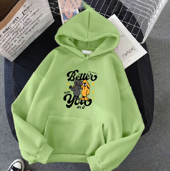 Kvinnors hoodie med lekfullt djurmotiv Mirla-Eva Jonsson