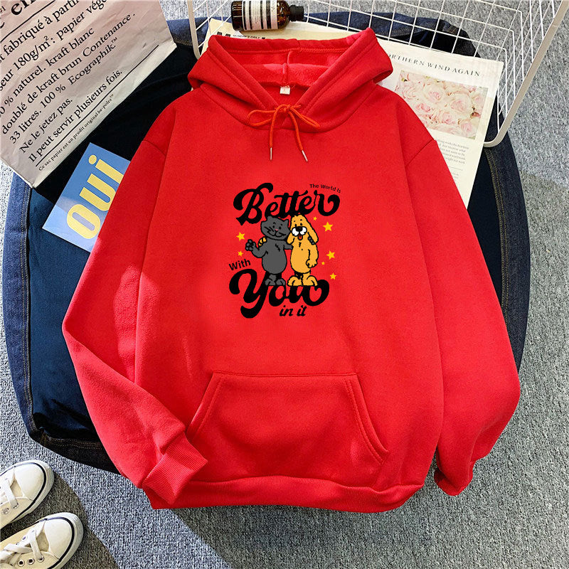 Kvinnors hoodie med lekfullt djurmotiv Mirla-Eva Jonsson