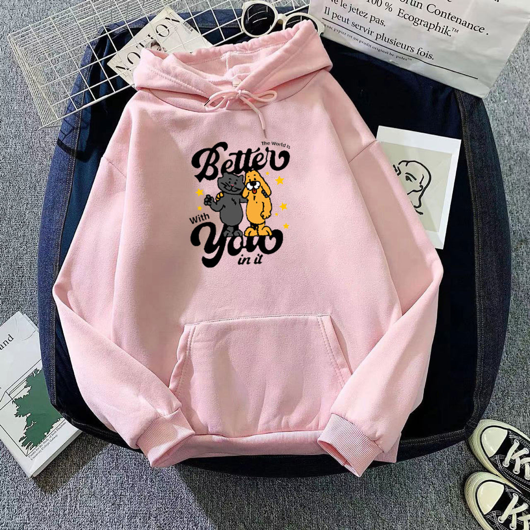 Kvinnors hoodie med lekfullt djurmotiv Mirla-Eva Jonsson