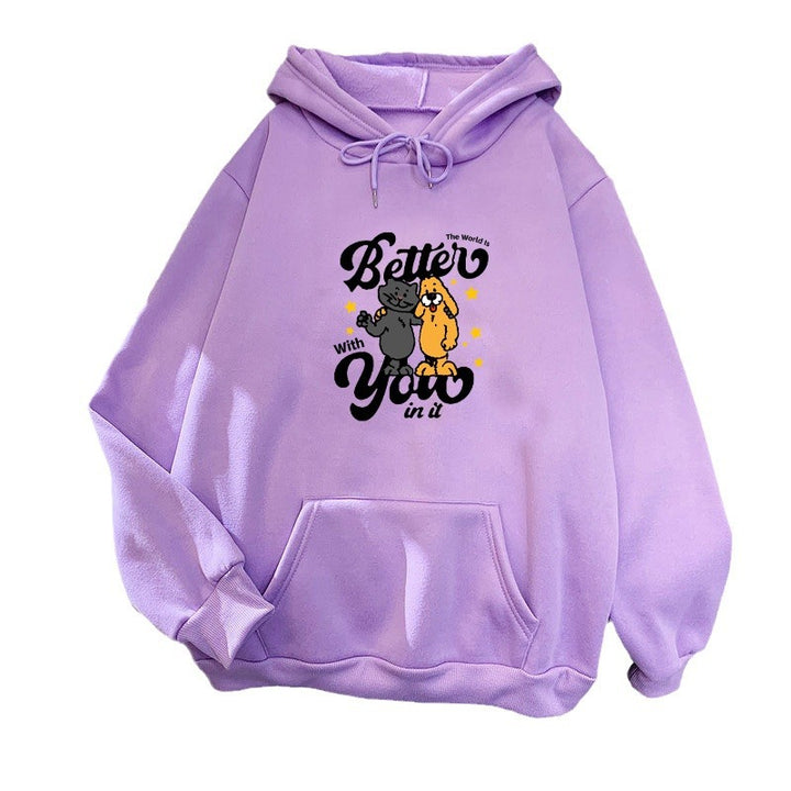 Kvinnors hoodie med lekfullt djurmotiv Mirla-Eva Jonsson