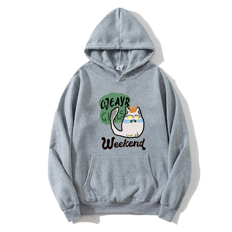 Kvinnors hoodie med lekfullt kattmotiv Mirla-Eva Jonsson