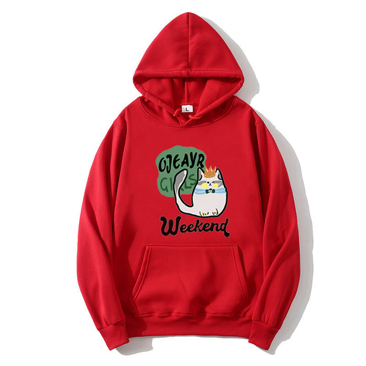 Kvinnors hoodie med lekfullt kattmotiv Mirla-Eva Jonsson