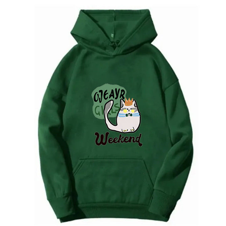 Kvinnors hoodie med lekfullt kattmotiv Mirla-Eva Jonsson