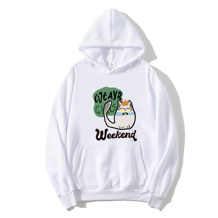 Kvinnors hoodie med lekfullt kattmotiv Mirla-Eva Jonsson