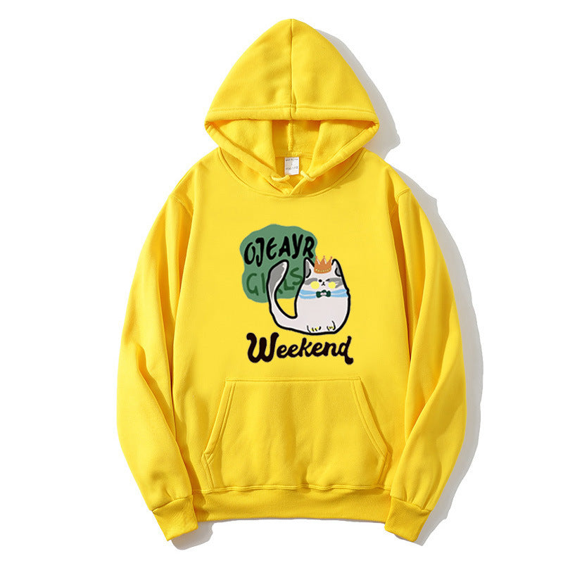 Kvinnors hoodie med lekfullt kattmotiv Mirla-Eva Jonsson
