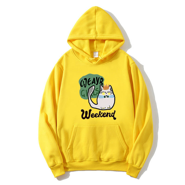 Kvinnors hoodie med lekfullt kattmotiv Mirla-Eva Jonsson